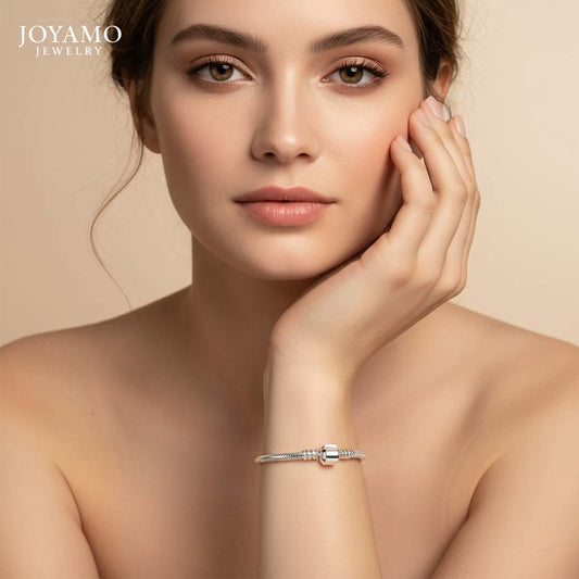 Silver Snake Chain Charm Bracelet