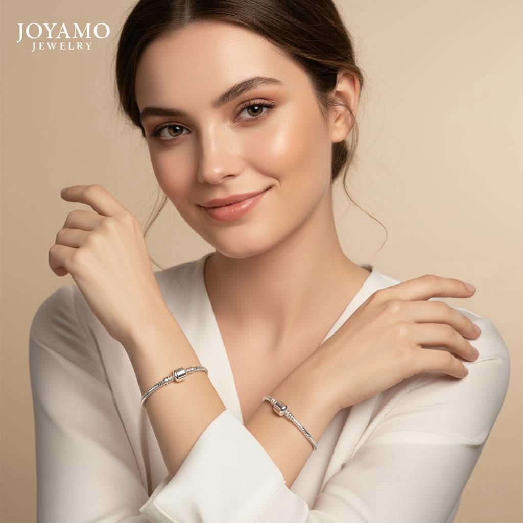 Silver Snake Chain Charm Bracelet 