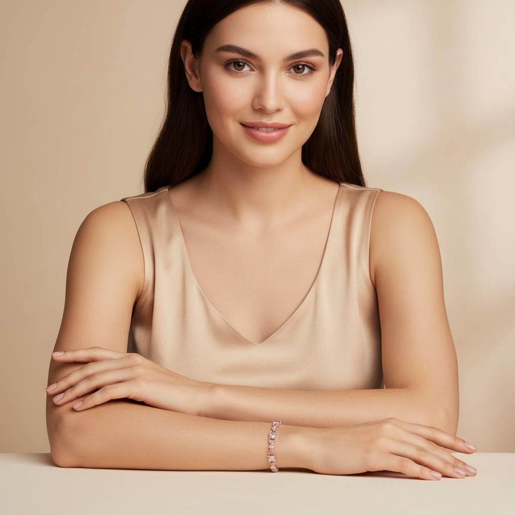 Luxury Rose Gold Crystal Link chain