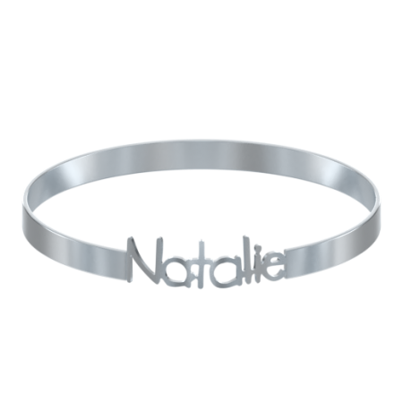 Bangle Bracelet with Name in 925 Sterling Silver