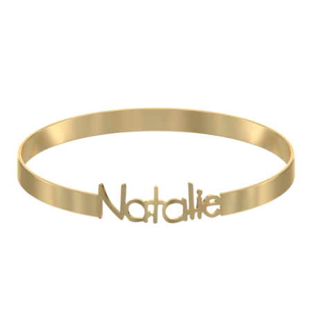 Bangle Bracelet with Name in 18K Gold Plating