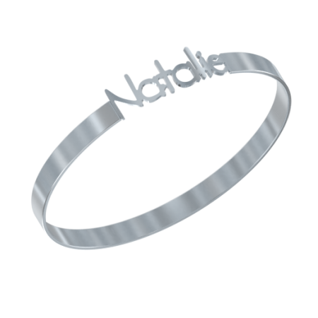 Bangle Bracelet with Name-1 in 925 Sterling Silver