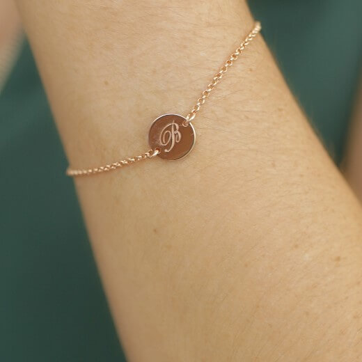Initial Bracelet with Dainty Disc Pendant-1