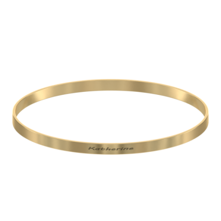 Classic Bangle Bracelet with Name in 18K Gold Plating