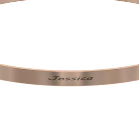 Classic Bangle Bracelet with Name-2 in 18K Rose Gold Plating