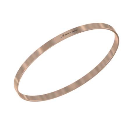 Classic Bangle Bracelet with Name-1 in 18K Rose Gold Plating