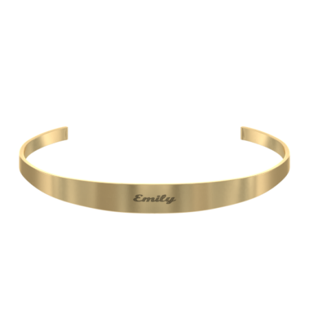 Classic Open Bangle Bracelet with Name in 18K Gold Plating
