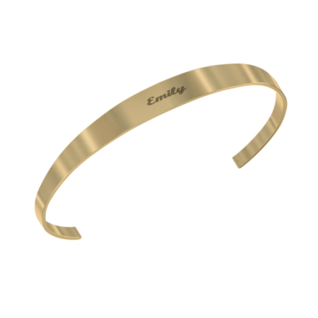 Classic Open Bangle Bracelet with Name-1 in 18K Gold Plating