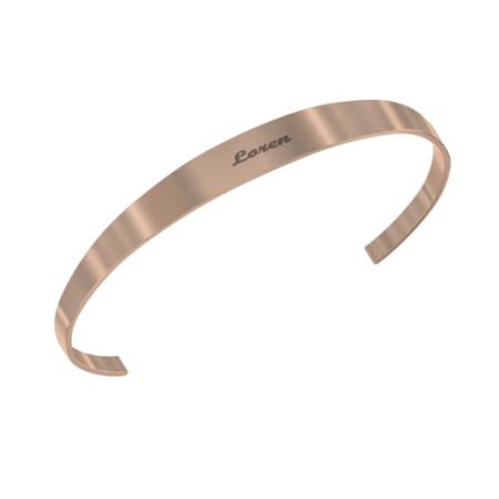 Classic Open Bangle Bracelet with Name-1 in 18K Rose Gold Plating
