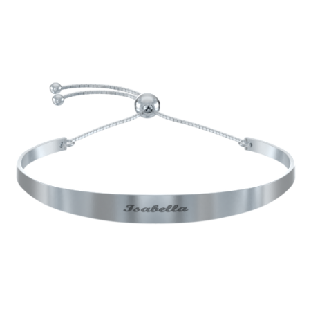 Open Bangle Cuff Bracelet with Engraved Name in 925 Sterling Silver