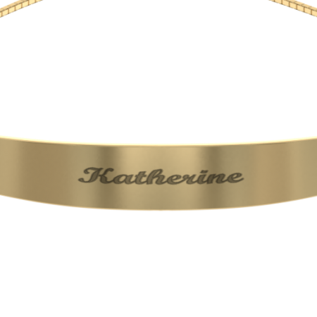 Open Bangle Cuff Bracelet with Engraved Name-2 in 18K Gold Plating
