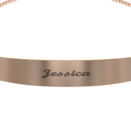 Open Bangle Cuff Bracelet with Engraved Name-2 in 18K Rose Gold Plating
