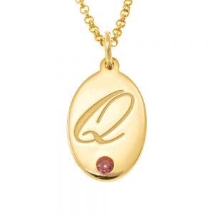 Oval Necklace with Birthstone gold
