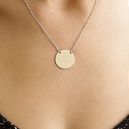 Initial Disc Necklace with Engraving-2