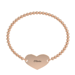 Heart Bracelet with Name & Stretch Beaded Chain-2