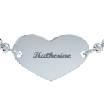 Heart Bracelet with Name & Stretch Beaded Chain-1