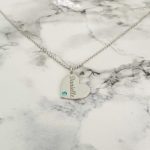Engraved Heart Name Necklace with CZ Birthstone-3
