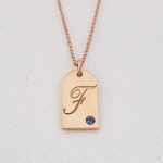 Tag Initial Necklace With Birthstone-3