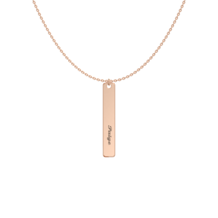 Vertical Bar Name Necklace-1 in 18K Rose Gold Plating