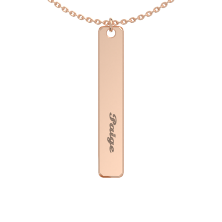 Vertical Bar Necklace with Name in 18K Rose Gold Plating