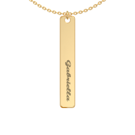 Vertical Bar Necklace with Name in 18K Gold Plating