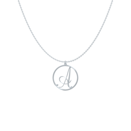 Circle Letter A-Z Necklace-1 in 925 Sterling Silver
