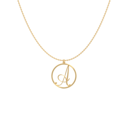 Circle Letter A-Z Necklace-1 in 18K Gold Plating