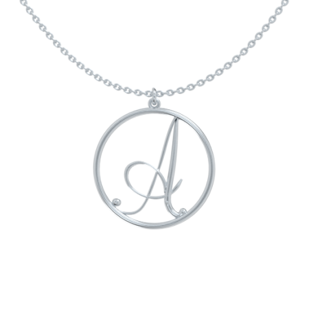 Circle Letter A-Z Necklace in 925 Sterling Silver