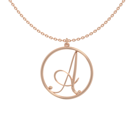 Circle Letter A-Z Necklace in 18K Rose Gold Plating