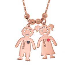 Mother’s Necklace with Engraved Children Charms