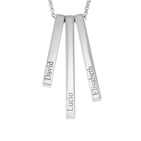 3D Vertical Bars Name Necklace in 925 Sterling Silver