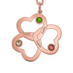 Intertwined 3 Hearts Name Necklace with Birthstones