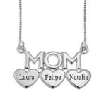 Mom Necklace With Engraved Hearts