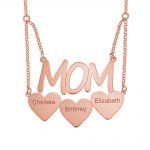 Mom Necklace with Hearts & Names