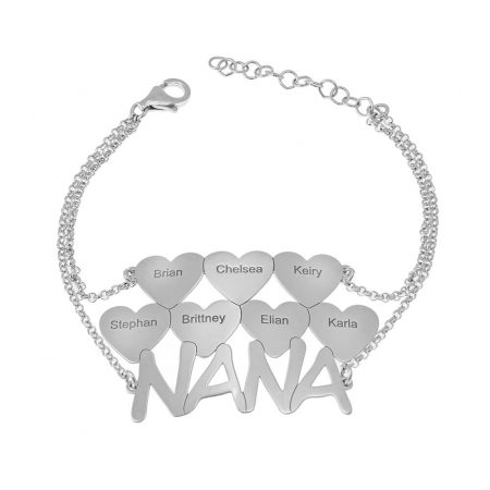 Nana Bracelet With Heart Charms in 925 Sterling Silver