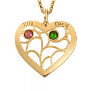 Tree of Life Necklace with Birthstones gold