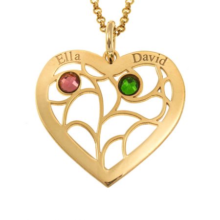 Family Tree of Life Necklace with Birthstones in 18K Gold Plating