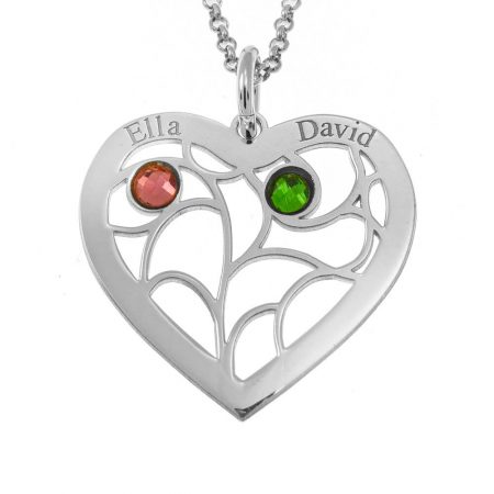 Family Tree of Life Necklace with Birthstones in 925 Sterling Silver