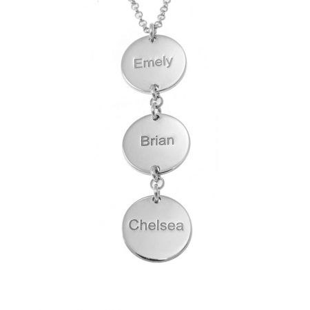 Name Necklace with Vertical Coin Disc in 925 Sterling Silver