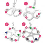 Intertwined 5 Hearts Name Necklace with Birthstones-1