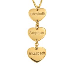 Name Necklace with Vertical Dangle Heart