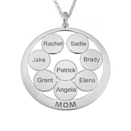 Discs Mom Necklace with Kids Names in 925 Sterling Silver