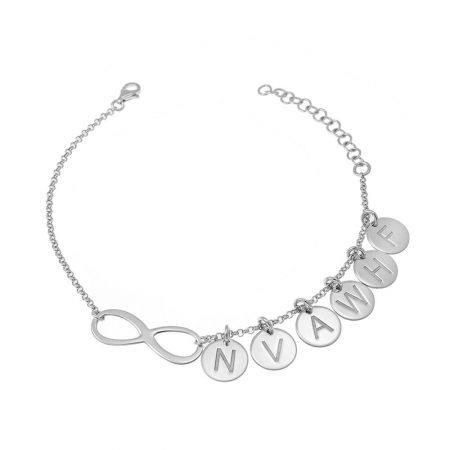 Infinity Bracelet with Discs for Mom in 925 Sterling Silver