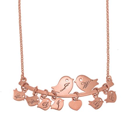Love Birds Necklace in 18K Rose Gold Plating