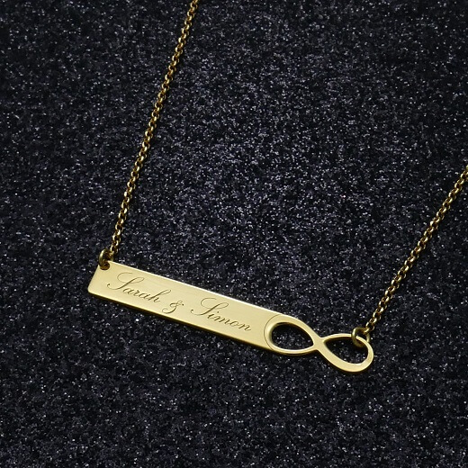 Infinity Bar Necklace with Engraving-4