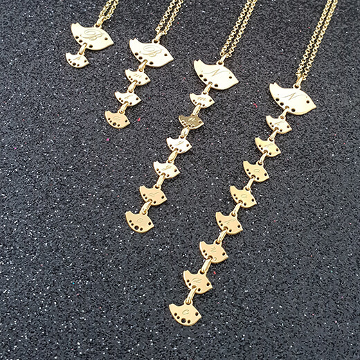 Vertical Birds Family Necklace-4