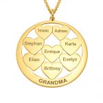 Grandma Necklace with Engraved Hearts Circle
