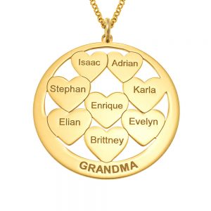 Circle Hearts Grandma Necklace gold