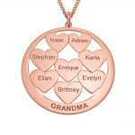 Grandma Necklace with Engraved Hearts Circle