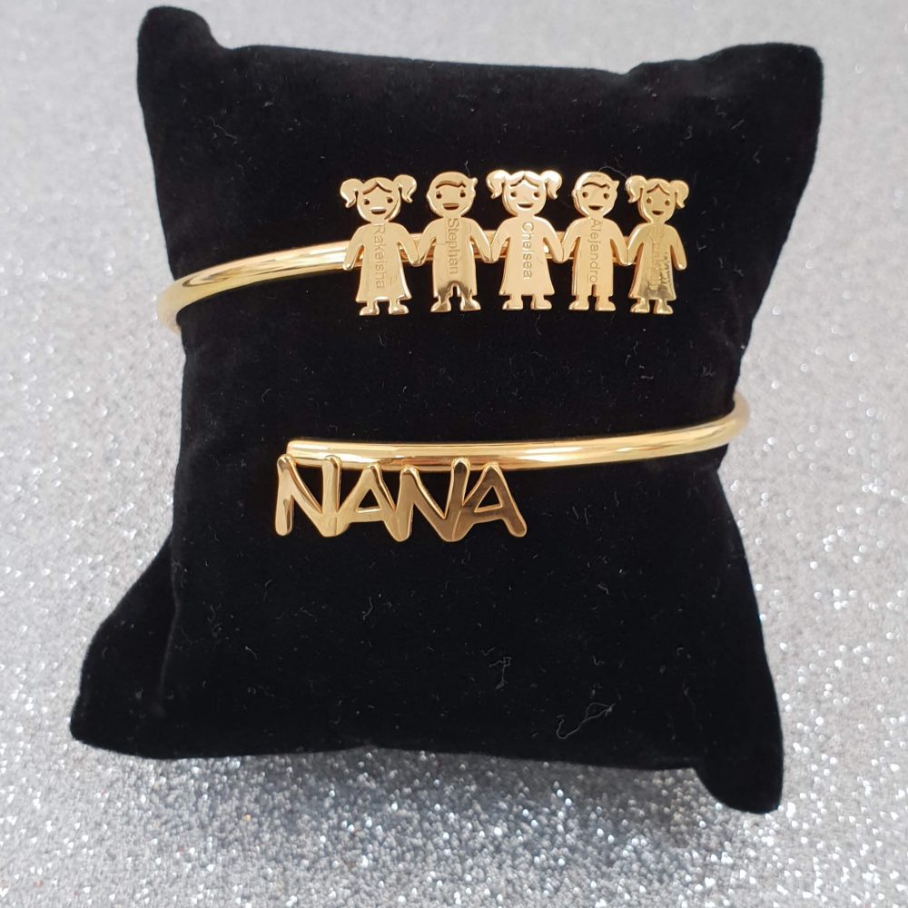 Open Cuff Nana Bracelet with Children Names-3